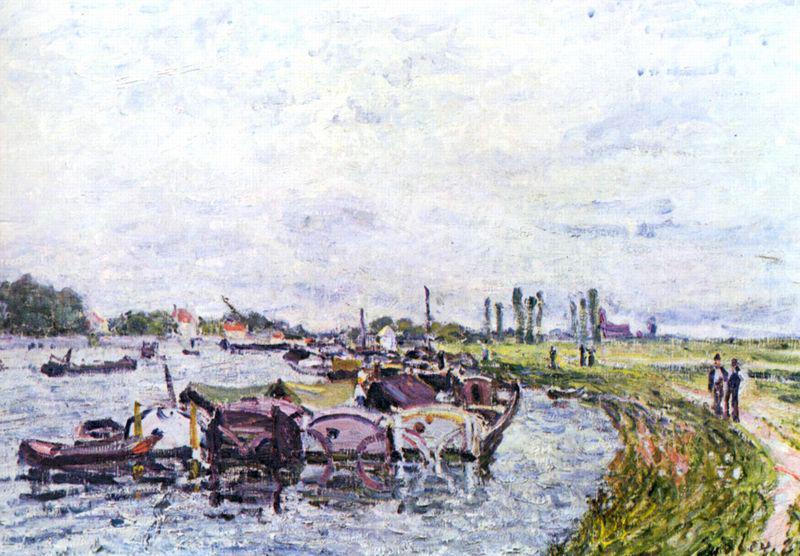 Alfred Sisley Frachtkahne bei Saint-Mammes oil painting picture